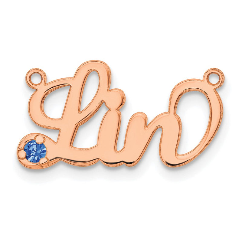 Rose Plated Sterling Silver/Rose Birthstone Name Plate
