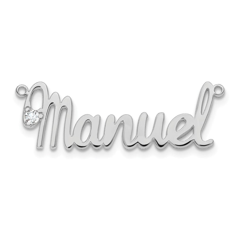 Sterling Silver Silver/Rhodium Plated Birthstone Name Plate