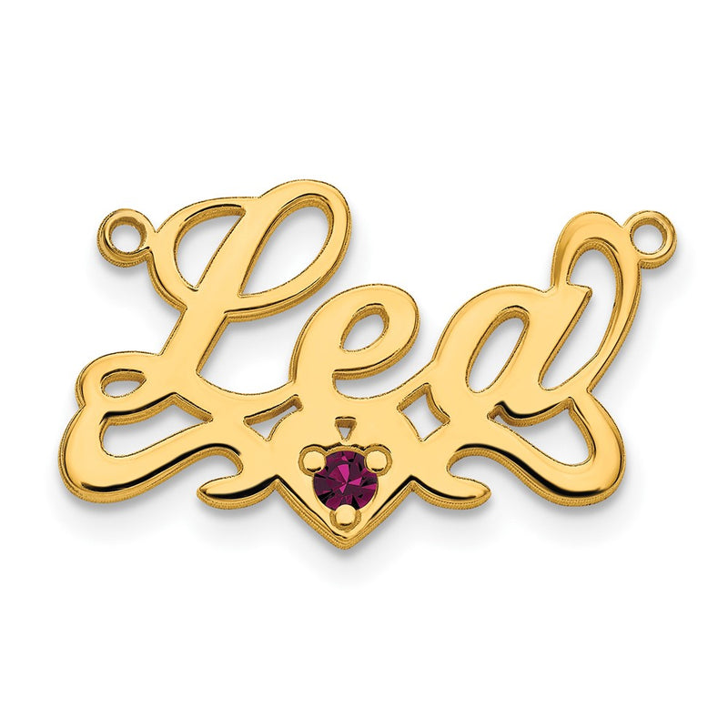 14K Yellow Gold Birthstone Heart Name Plate