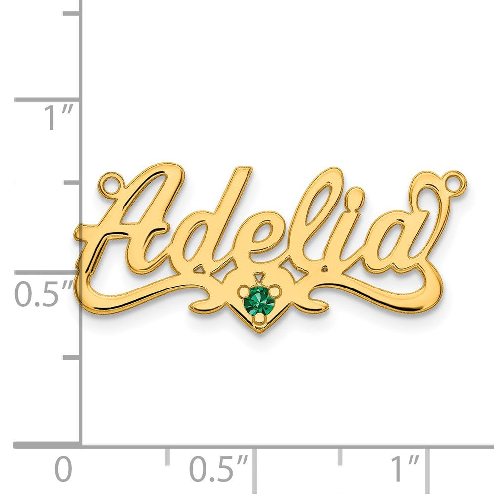 Gold Plated Sterling Silver/Gold Birthstone Heart Name Plate