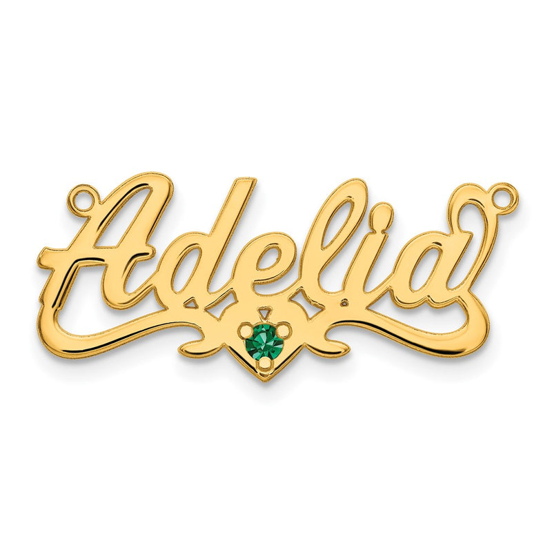 Gold Plated Sterling Silver/Gold Birthstone Heart Name Plate