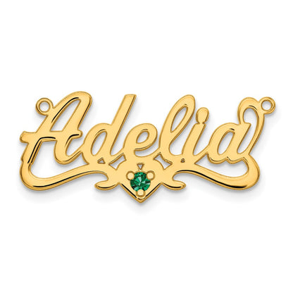 14K Yellow Gold Birthstone Heart Name Plate