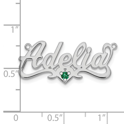 Sterling Silver Silver/Rhodium Plated Birthstone Heart Name Plate