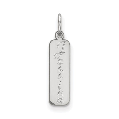 14k White Gold 14k White Gold Script Font Name Bar Charm