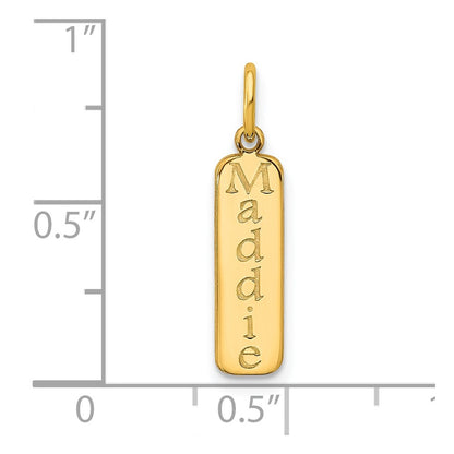 14K Yellow Gold Block Font Name Bar Charm