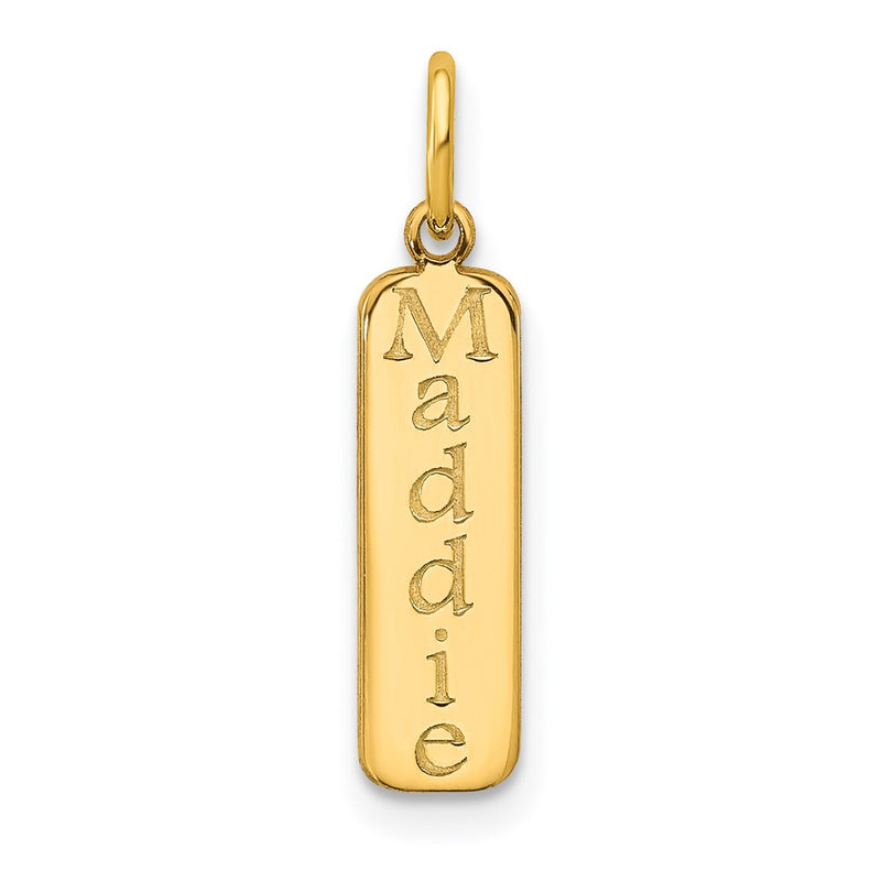 14K Yellow Gold Block Font Name Bar Charm
