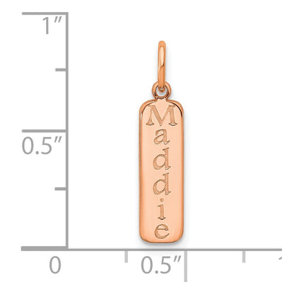 14K Rose Gold Block Font Name Bar Charm