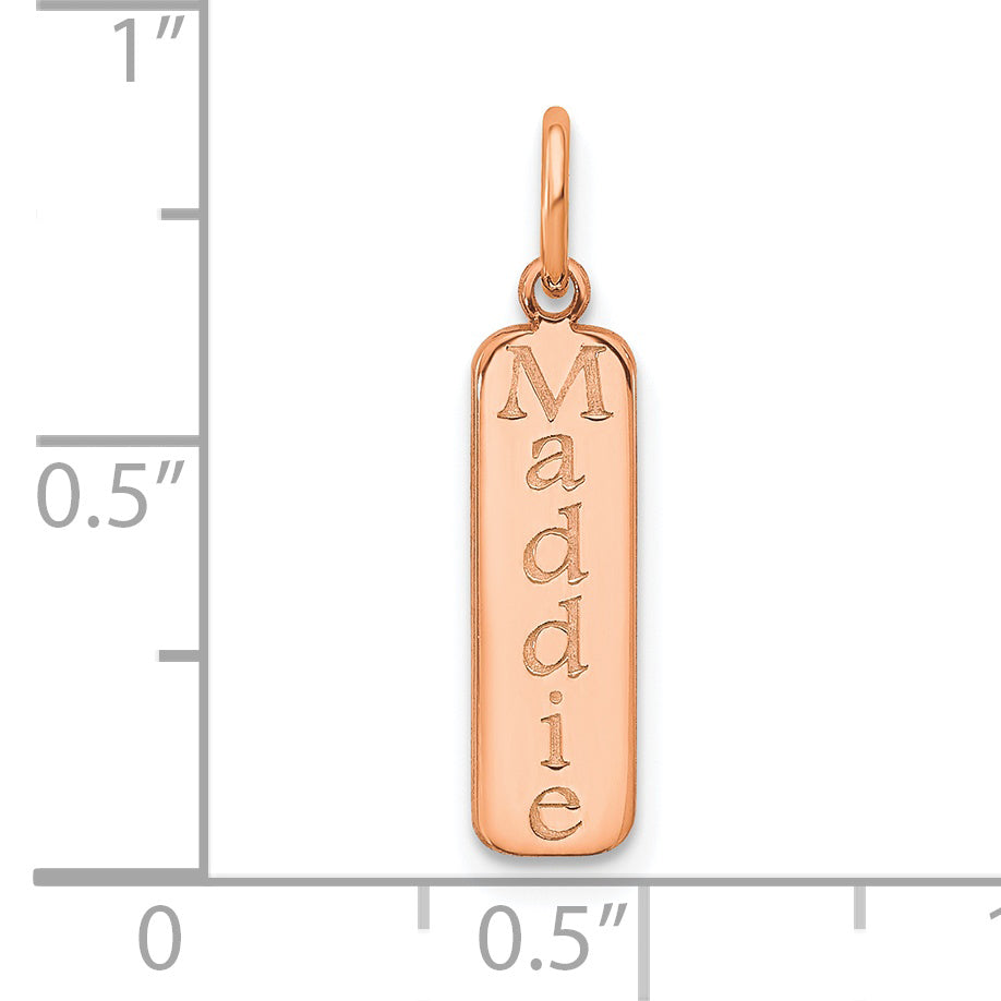 Rose Plated Gold/Sterling Silver Block Font Name Bar Charm