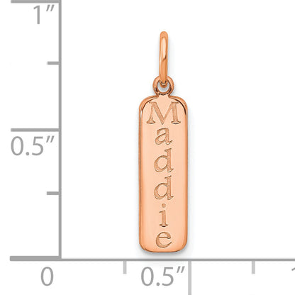 Rose Plated Gold/Sterling Silver Block Font Name Bar Charm