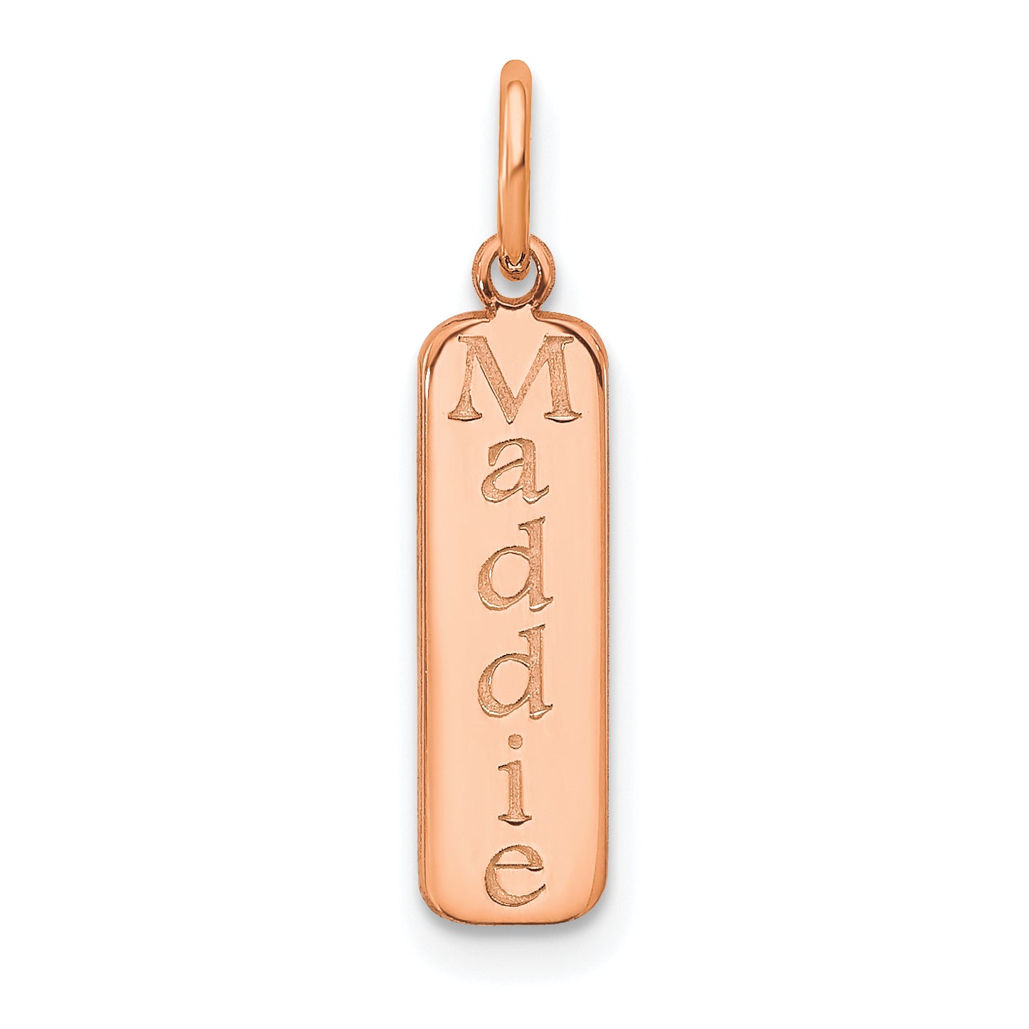 Rose Plated Gold/Sterling Silver Block Font Name Bar Charm