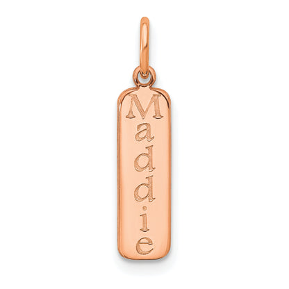 Rose Plated Gold/Sterling Silver Block Font Name Bar Charm