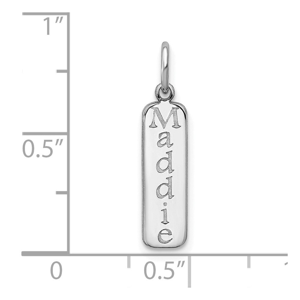 14K White Gold Block Font Name Bar Charm