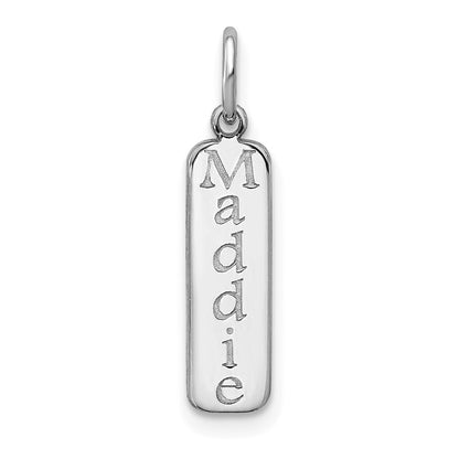14K White Gold Block Font Name Bar Charm