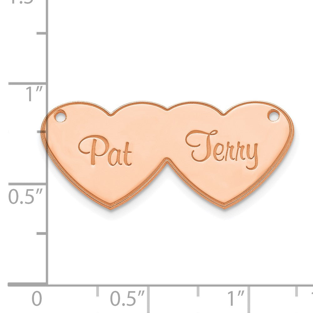 14K Rose Gold Double Heart Name Plate