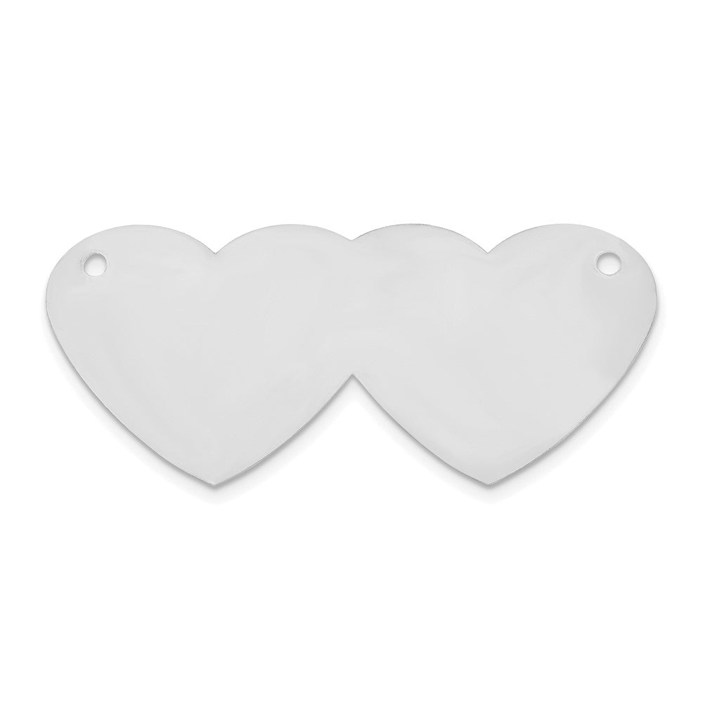 14K White Gold Double Heart Name Plate