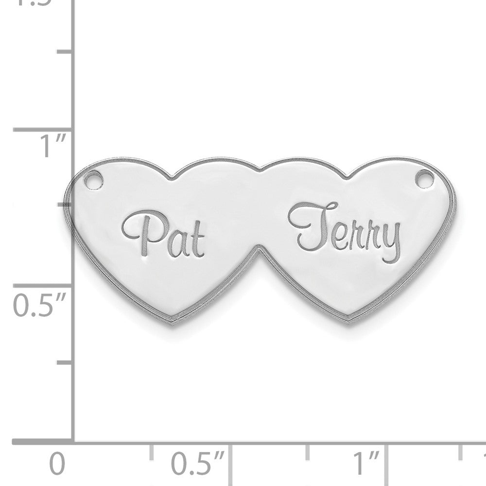 14K White Gold Double Heart Name Plate