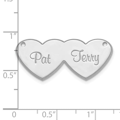 14K White Gold Double Heart Name Plate