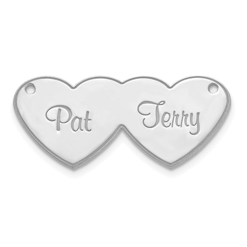 14K White Gold Double Heart Name Plate