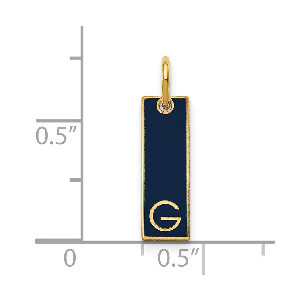 Gold Plated Sterling Silver/Gold Small Epoxy Initial Bar Charm