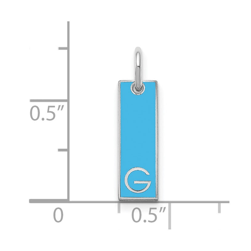 Sterling Silver Silver/Rhodium Plated Small Epoxy Initial Bar Charm