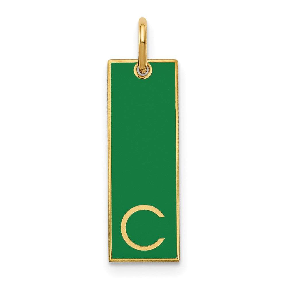 14K Yellow Gold Large Epoxy Initial Bar Charm