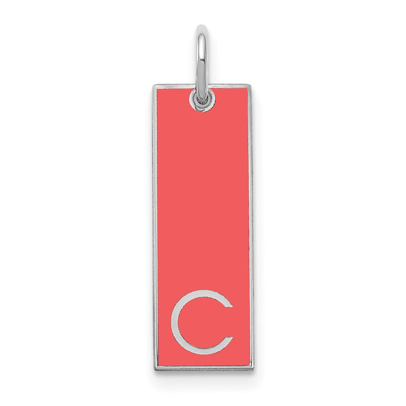 Sterling Silver Silver/Rhodium Plated Large Epoxy Initial Bar Charm