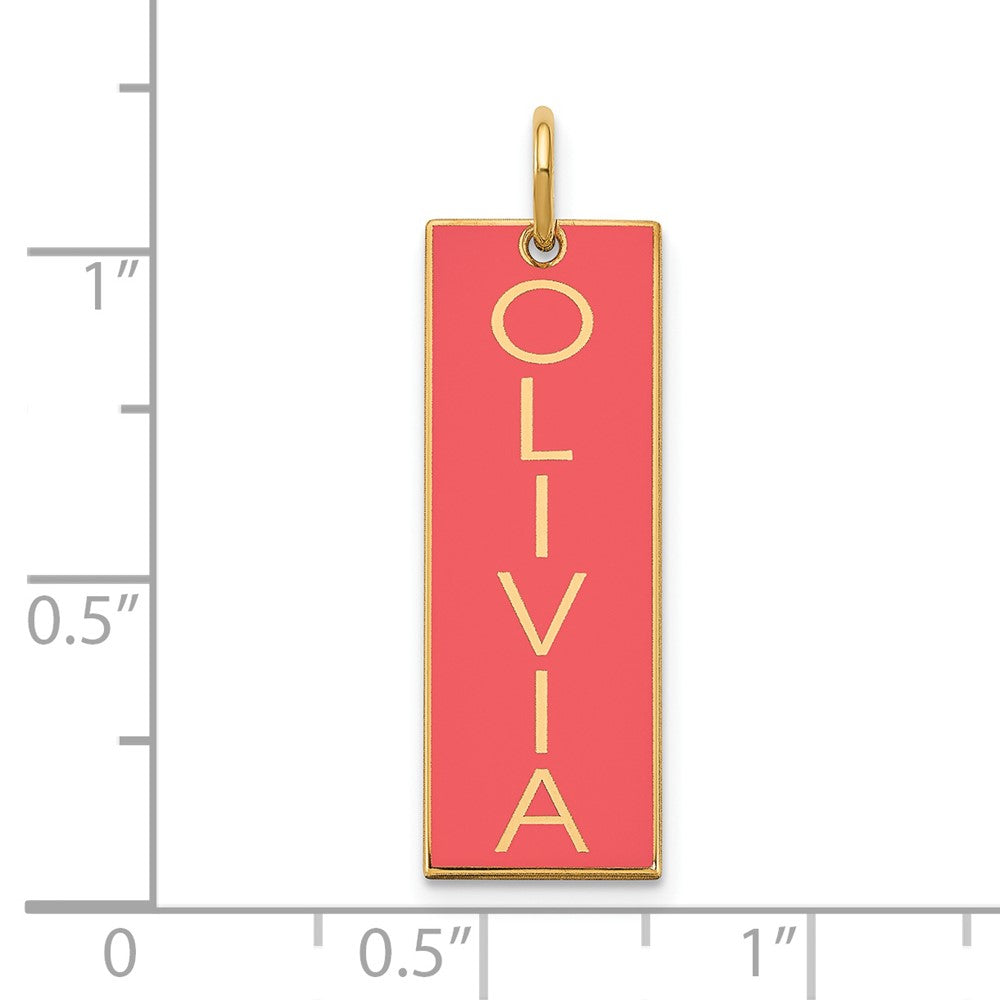 Gold Plated Sterling Silver/Gold Large Enameled Name Bar Charm