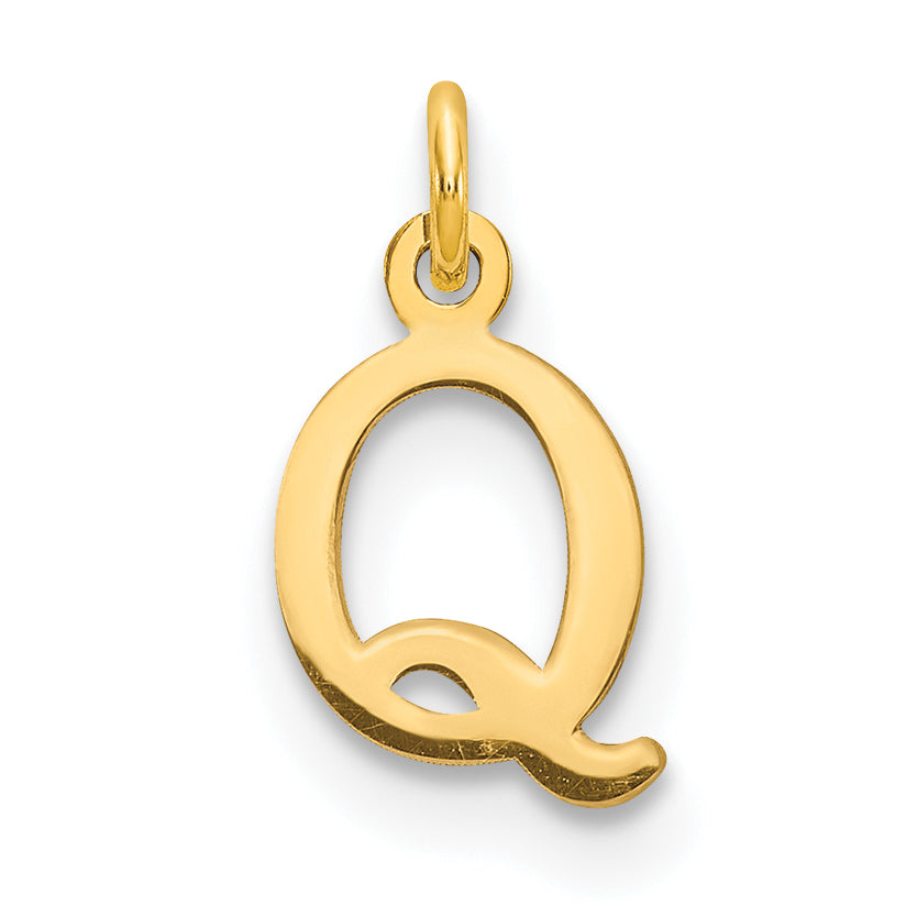 14K Yellow Gold 14Ky Cutout Letter Q Initial Pendant