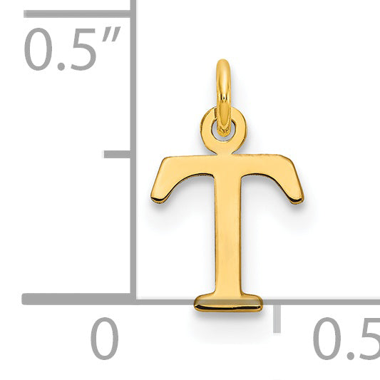 14k Yellow Gold 14ky Cutout Letter T Initial Pendant