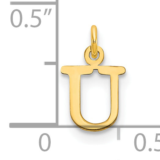 14K Yellow Gold 14Ky Cutout Letter U Initial Pendant