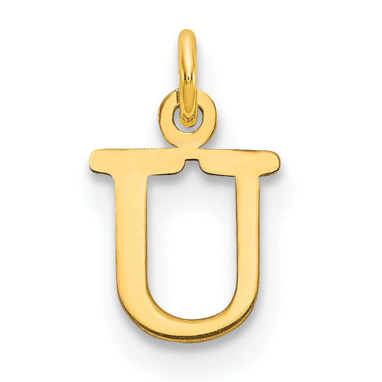 14K Yellow Gold 14Ky Cutout Letter U Initial Pendant