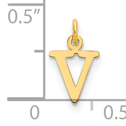 14k Yellow Gold 14ky Cutout Letter V Initial Pendant