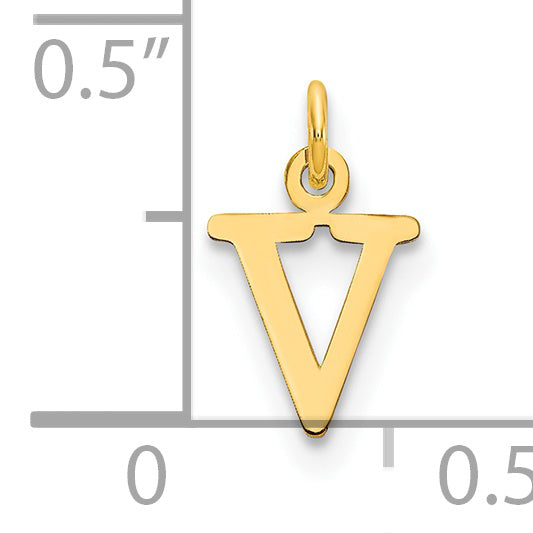 14k Yellow Gold 14ky Cutout Letter V Initial Pendant