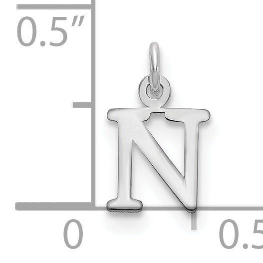 10K White Gold 10Kw Cutout Letter N Initial Charm