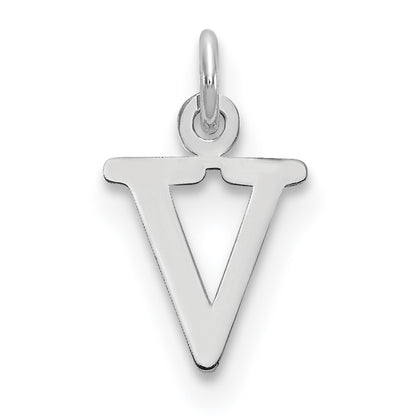 10K White Gold 10Kw Cutout Letter V Initial Charm