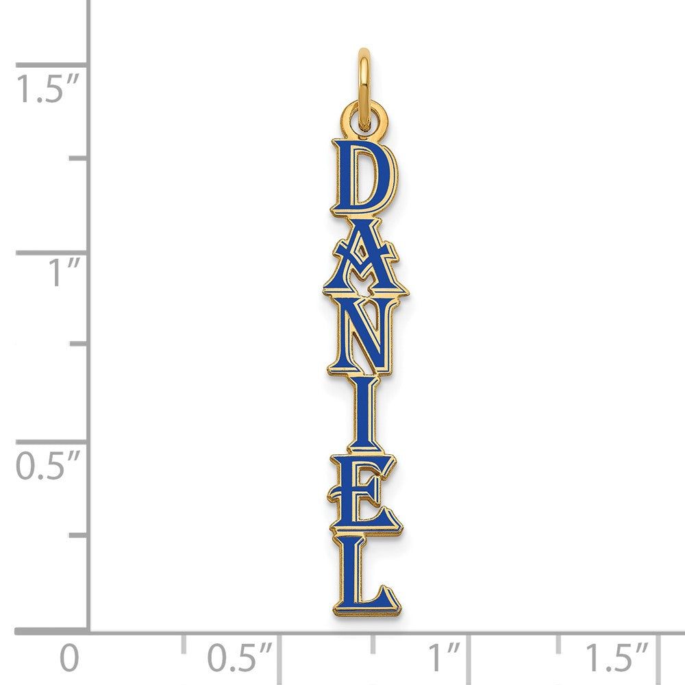 14K Yellow Gold Algerian Font Epoxy Name Plate Charm