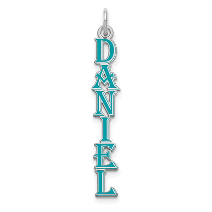14K White Gold Algerian Font Epoxy Name Plate Charm