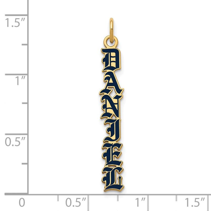 14K Yellow Gold English Towne Font Epoxy Name Plate Charm