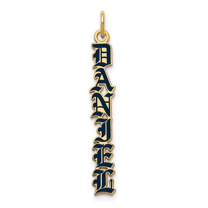 14K Yellow Gold English Towne Font Epoxy Name Plate Charm