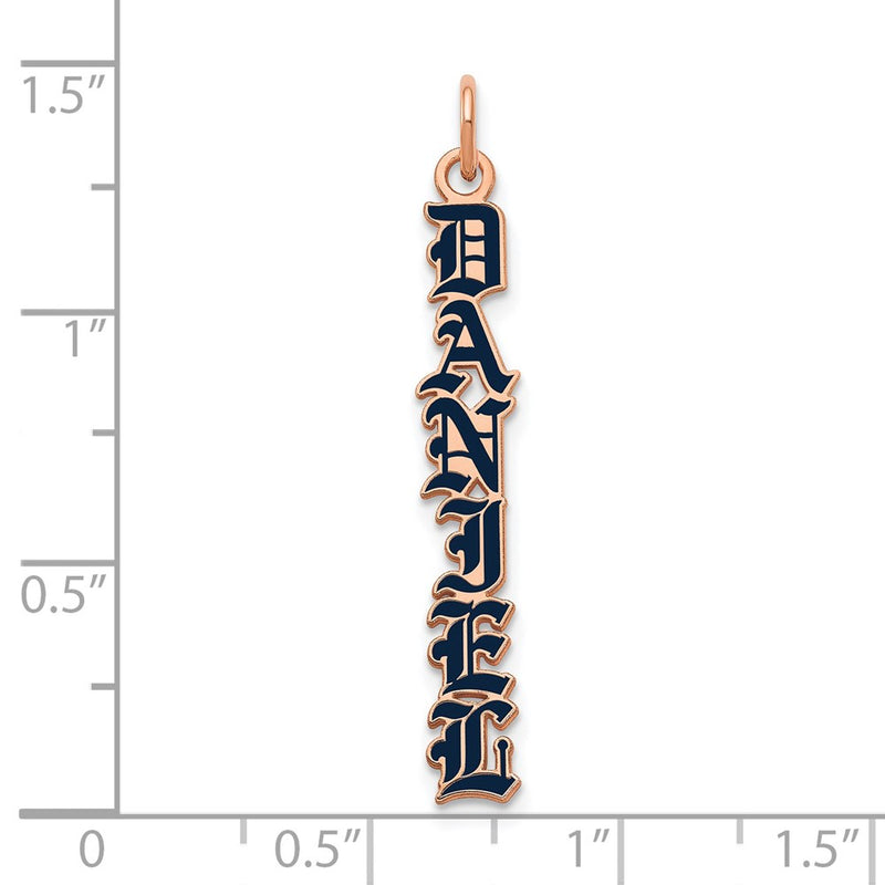 14K Rose Gold English Towne Font Epoxy Name Plate Charm