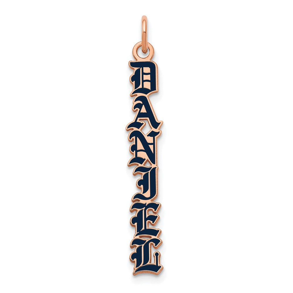 Rose Plated English Towne Font Epoxy Name Plate Charm