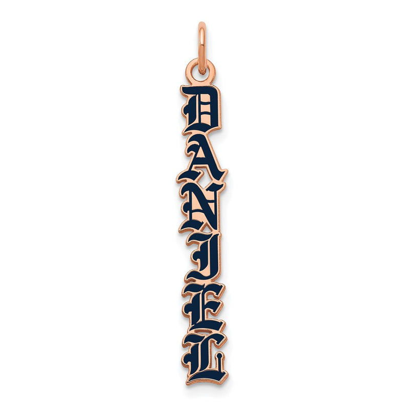 Rose Plated English Towne Font Epoxy Name Plate Charm