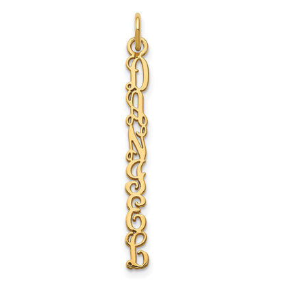 14K Yellow Gold Qg Vine Font Name Plate Charm