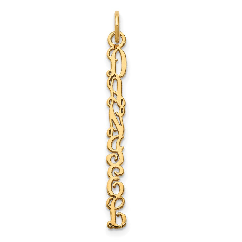 14K Yellow Gold Qg Vine Font Name Plate Charm