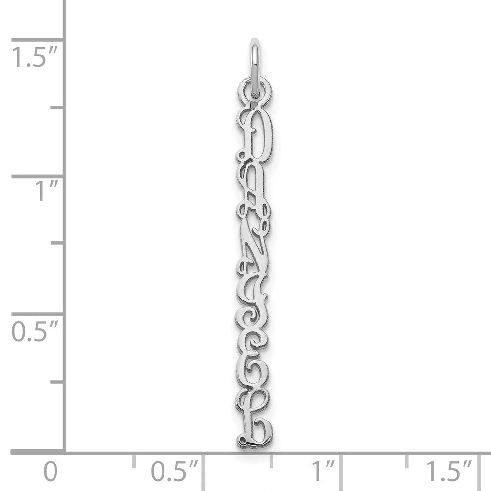 14K White Gold Qg Vine Font Name Plate Charm