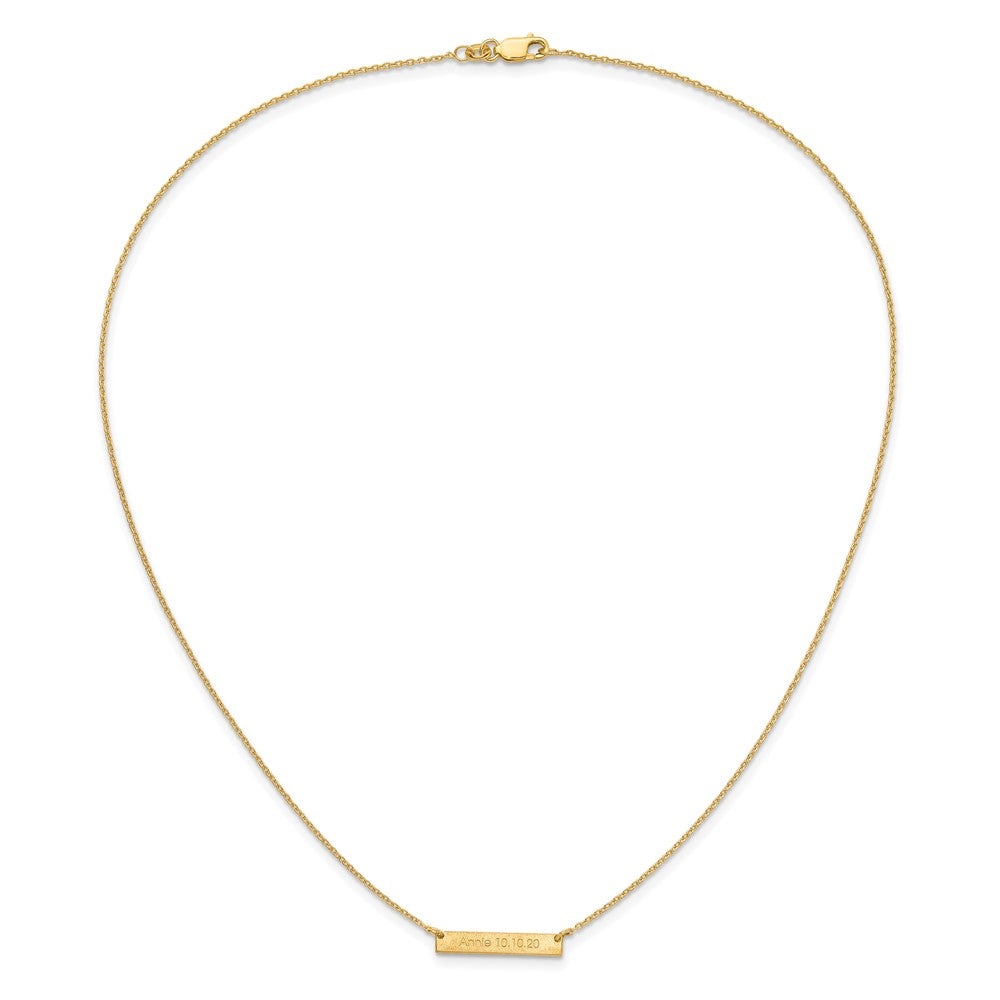 14K Yellow Gold Brushed 1 Station Necklace