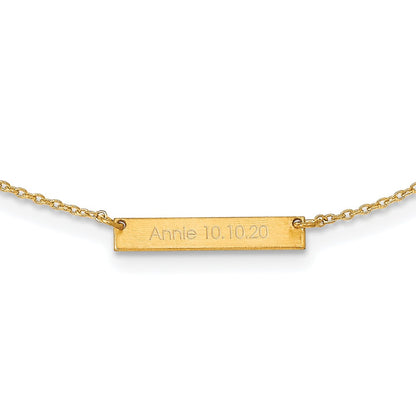 14K Yellow Gold Brushed 1 Station Necklace