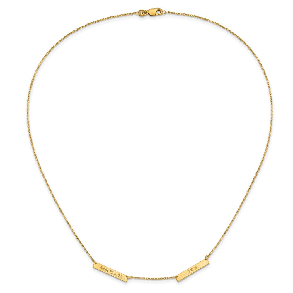 14K Yellow Gold Brushed 2 Station Necklace