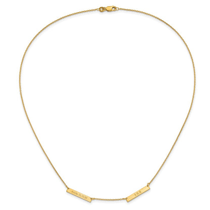 14K Yellow Gold Brushed 2 Station Necklace