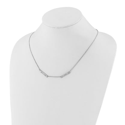 Sterling Silver Silver/Rhodium Plated Brushed 2 Station Necklace
